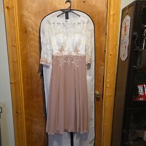 JJs House MOB Cream and Soft Mauve Lace Dress